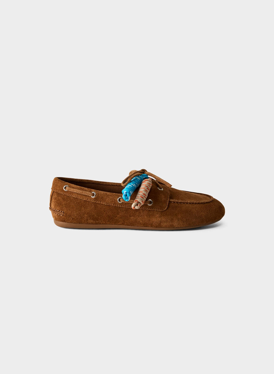 sperry x aritzia slim boat shoe - suede leather chocolatier brown