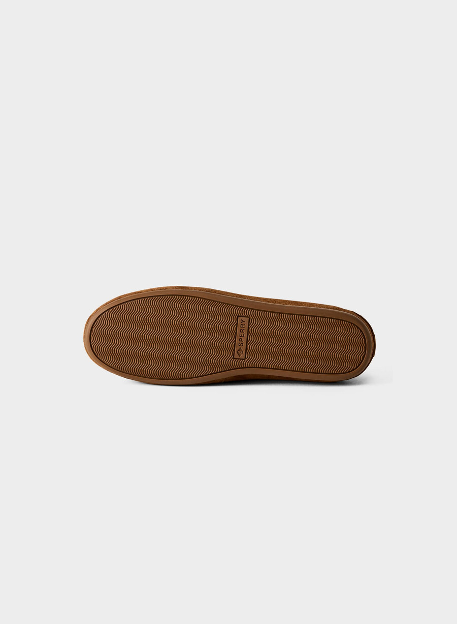 sperry x aritzia slim boat shoe - suede leather chocolatier brown