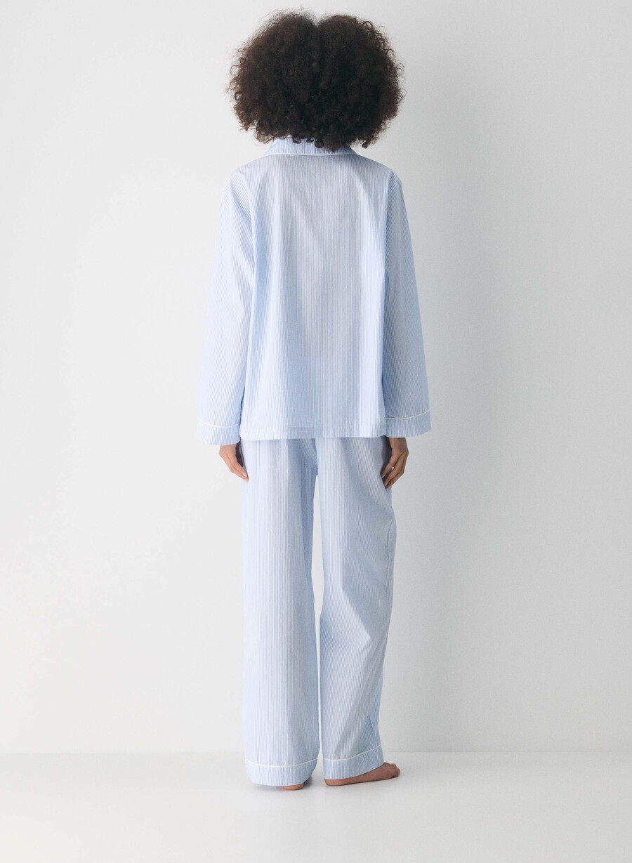 laze poplin pajama shirt wlsn strp crfl blwh
