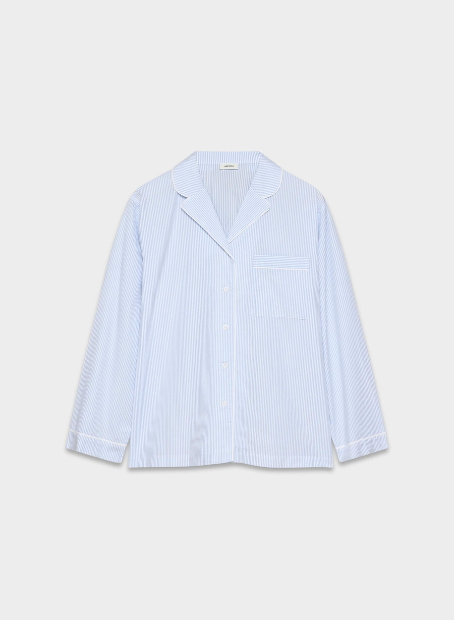 laze poplin pajama shirt wlsn strp crfl blwh