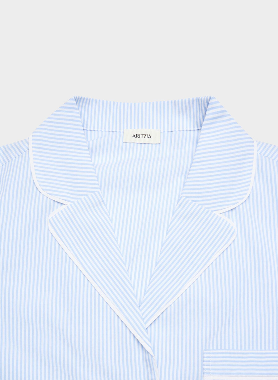 laze poplin pajama shirt wlsn strp crfl blwh