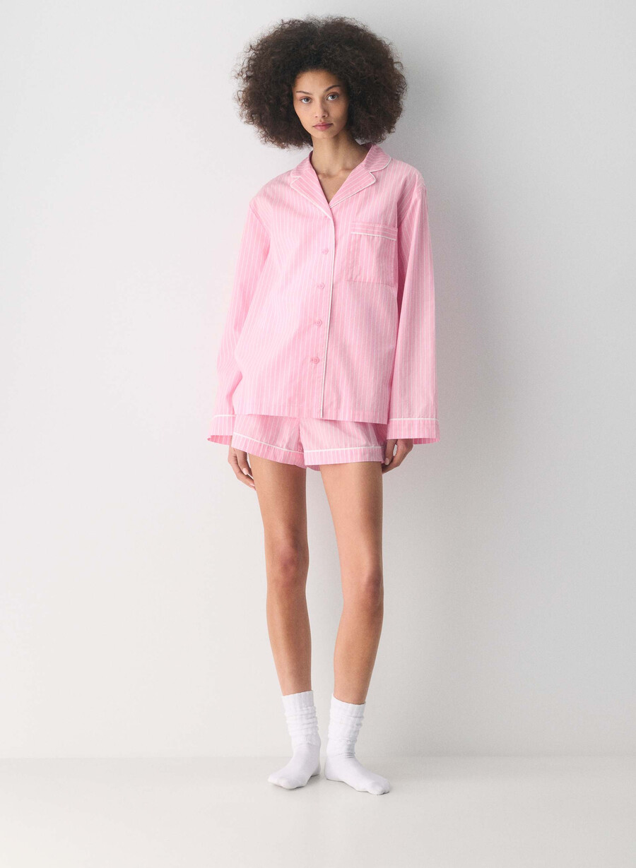 laze poplin pajama shirt mtchl strp jb pkb w