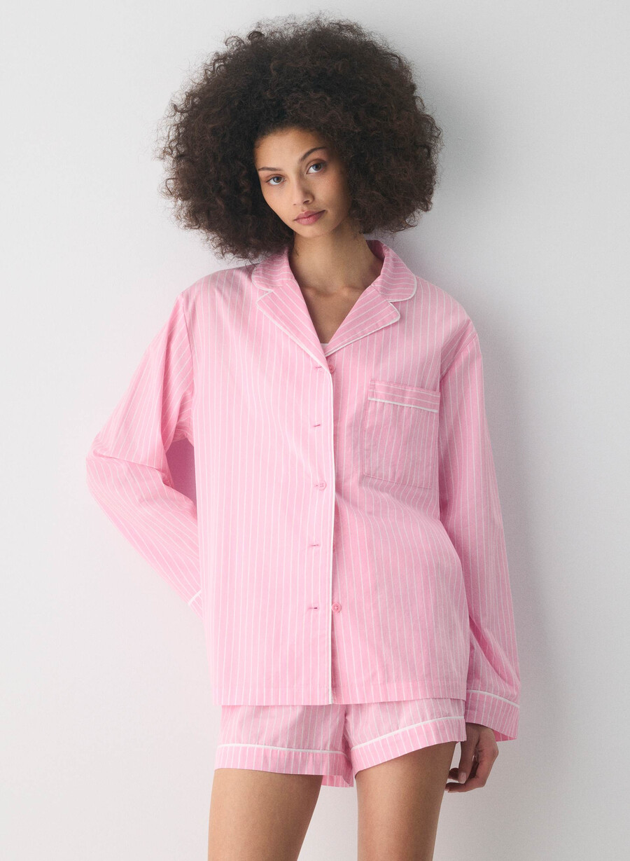 laze poplin pajama shirt mtchl strp jb pkb w