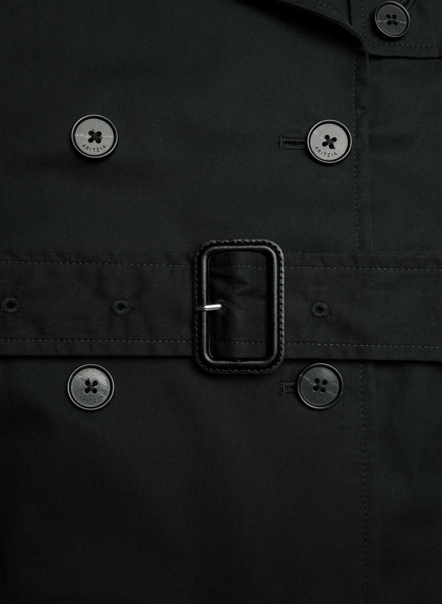 the finch short trench coat - city twill black