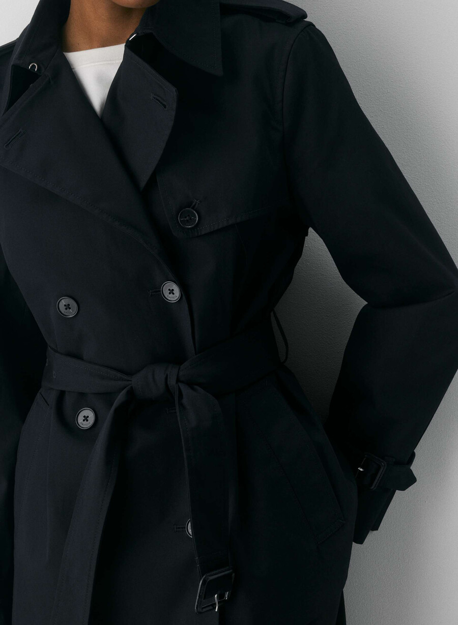 the finch short trench coat - city twill black