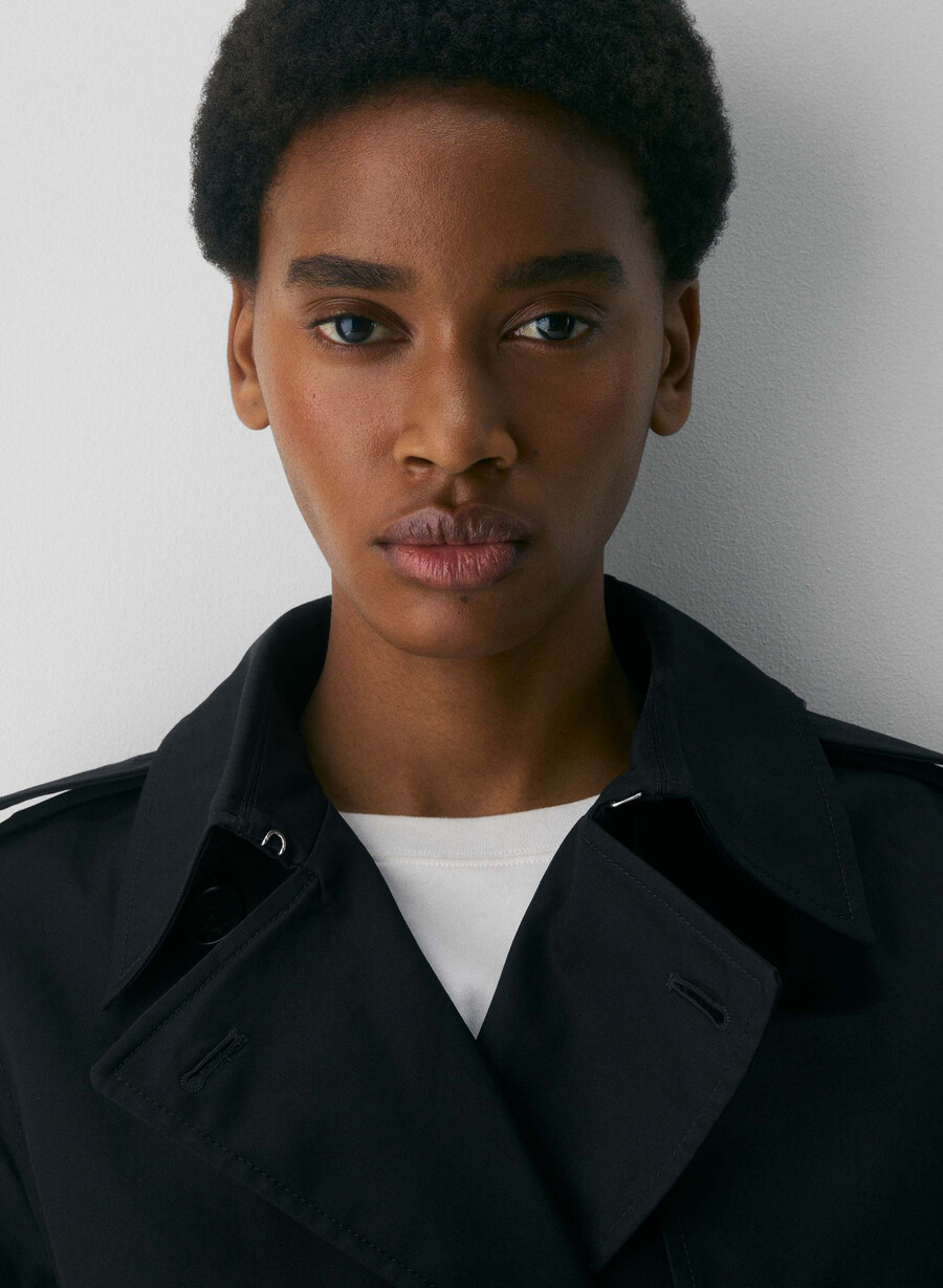 the finch short trench coat - city twill black