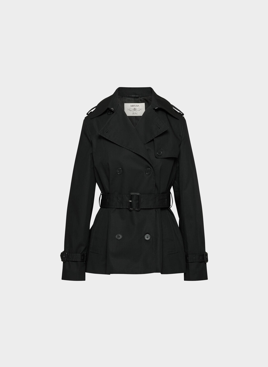 the finch short trench coat - city twill black