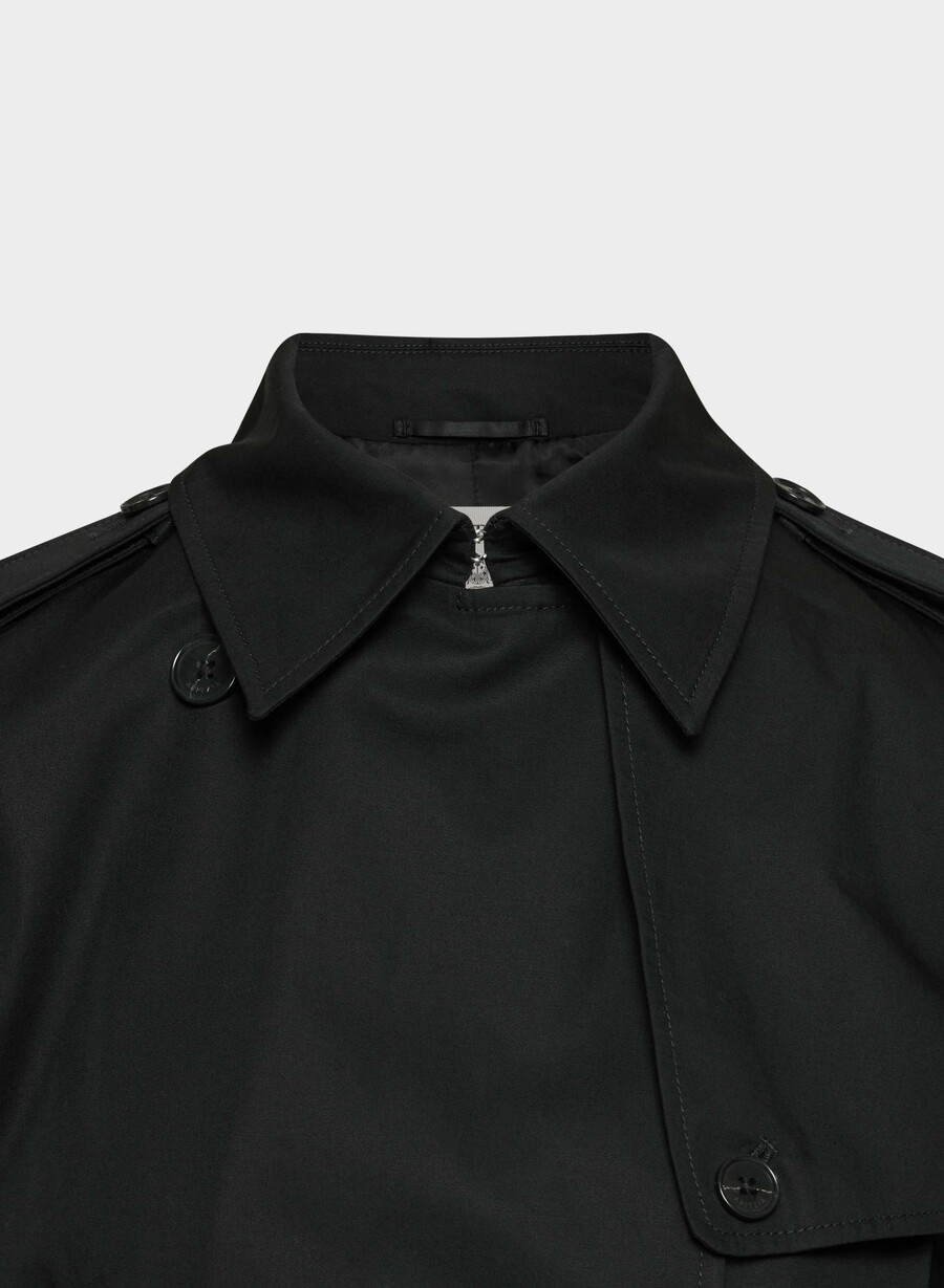 the finch short trench coat - city twill black