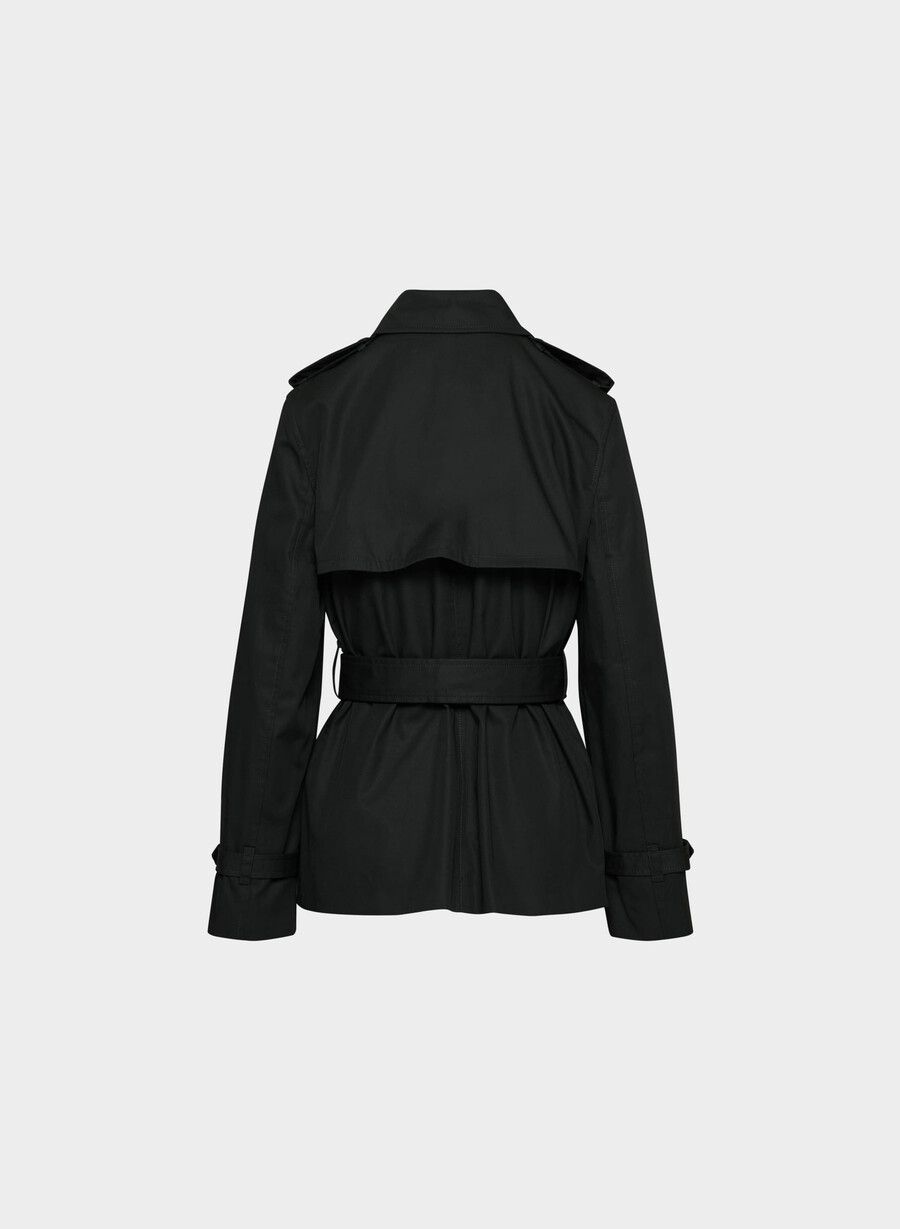 the finch short trench coat - city twill black