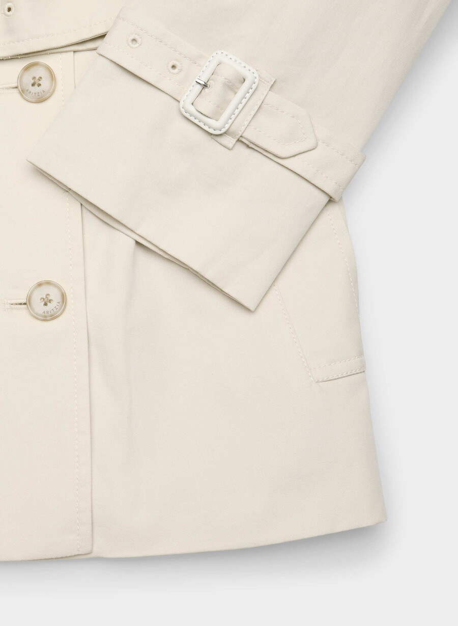 the finch short trench coat - city twill birch
