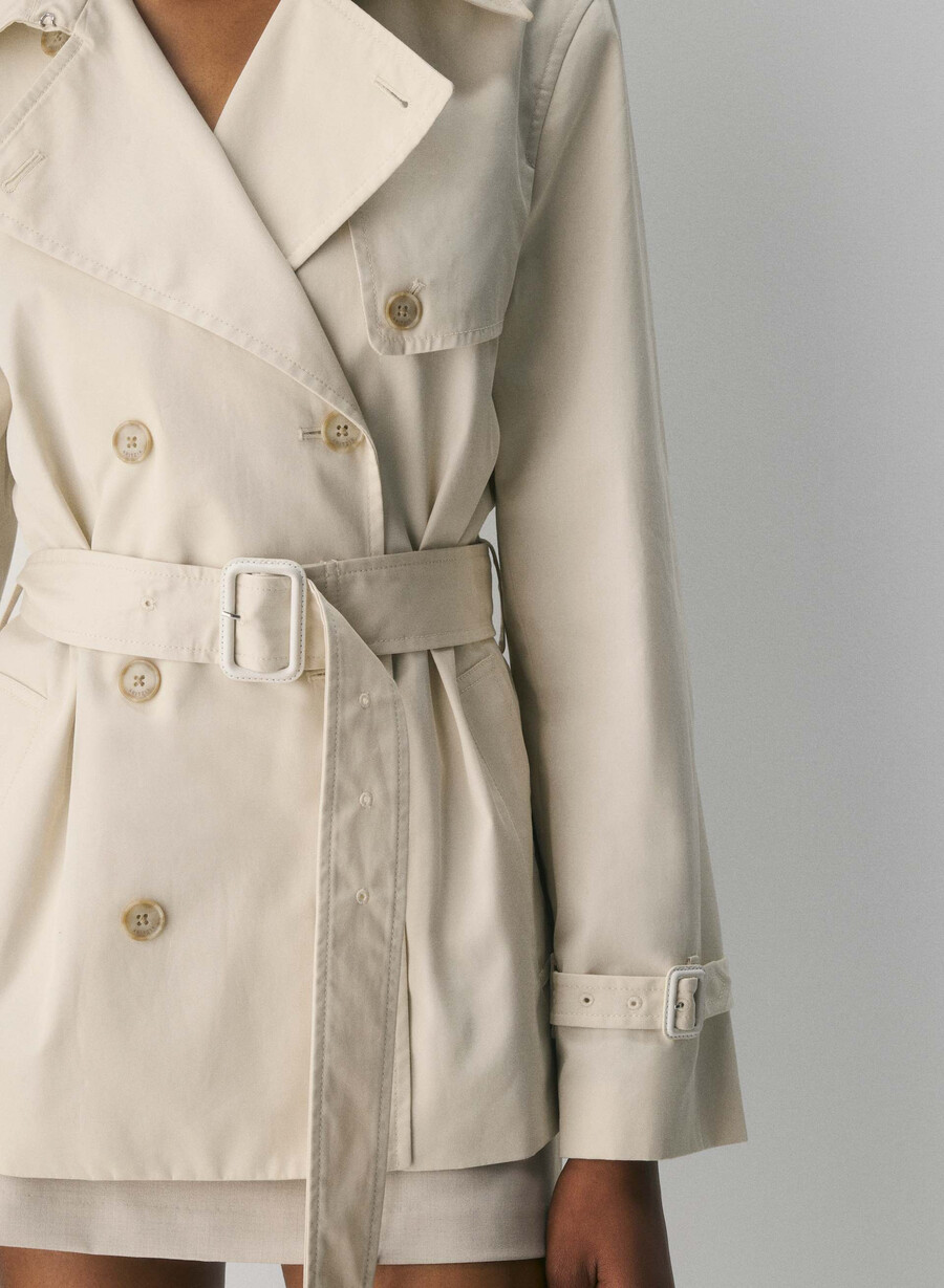 the finch short trench coat - city twill birch