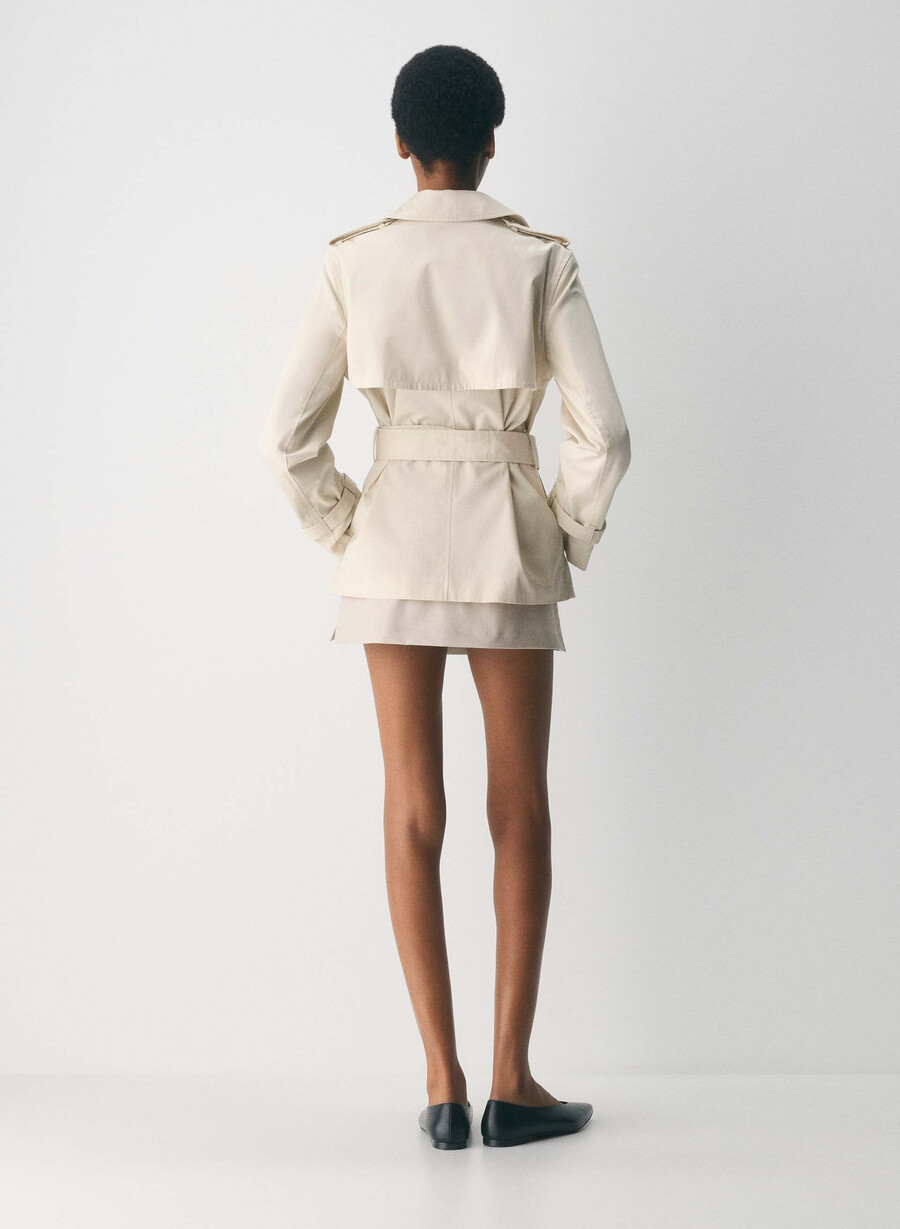 the finch short trench coat - city twill birch