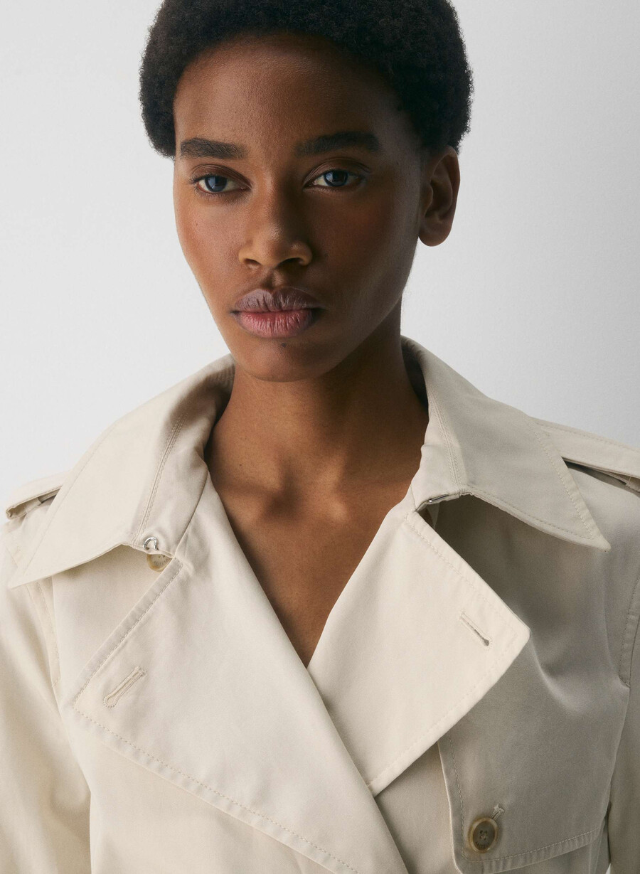the finch short trench coat - city twill birch