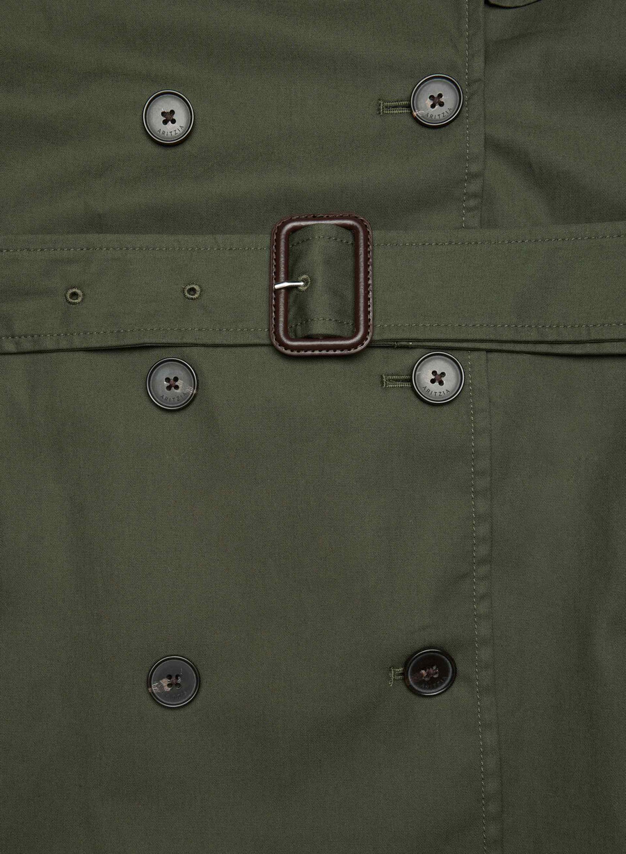 the finch short trench coat - city twill dark olive