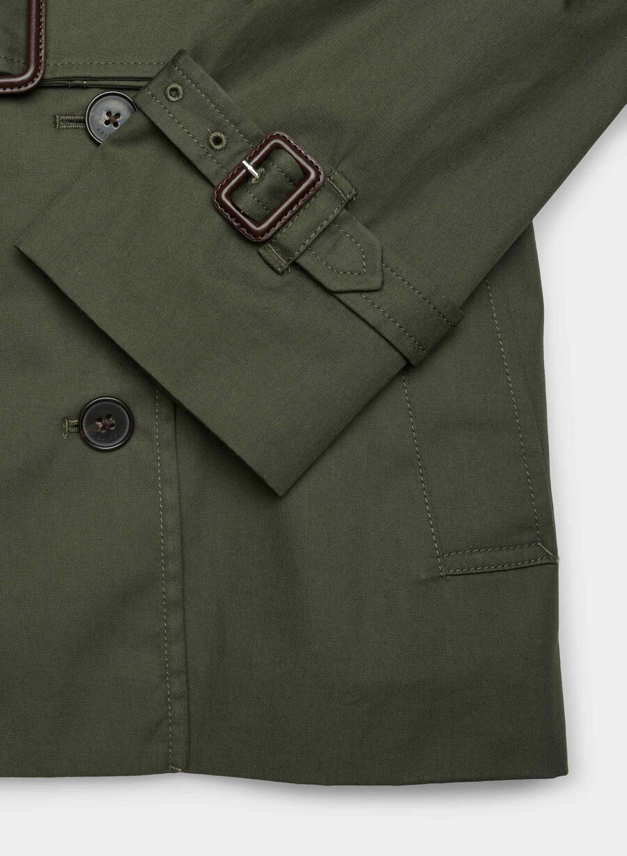 the finch short trench coat - city twill dark olive