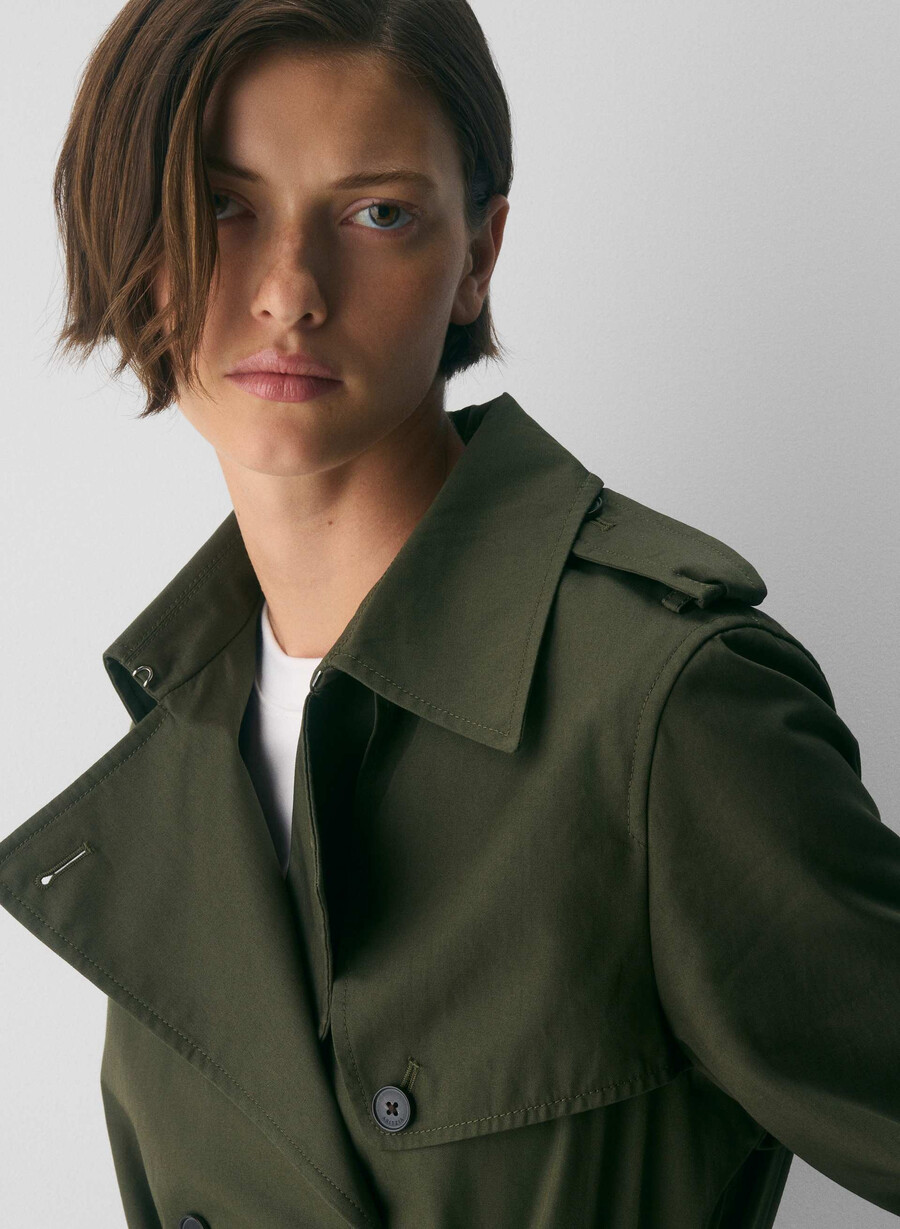 the finch short trench coat - city twill dark olive