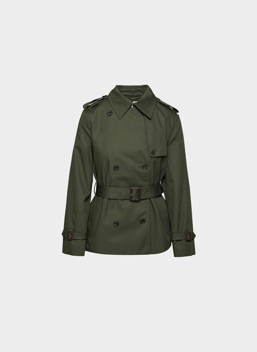 the finch short trench coat - city twill dark olive