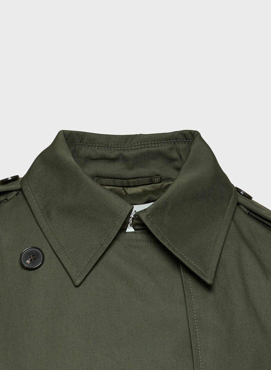 the finch short trench coat - city twill dark olive