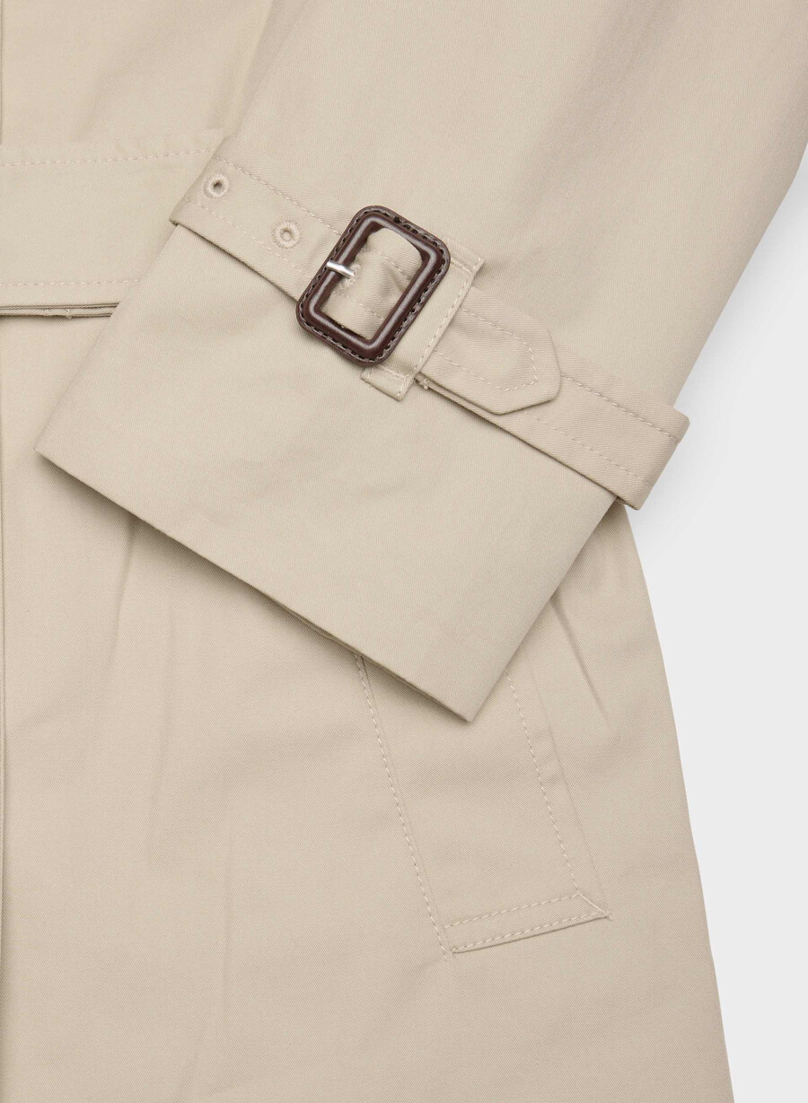 the finch short trench coat - city twill marcona beige