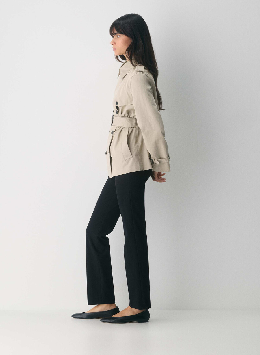 the finch short trench coat - city twill marcona beige