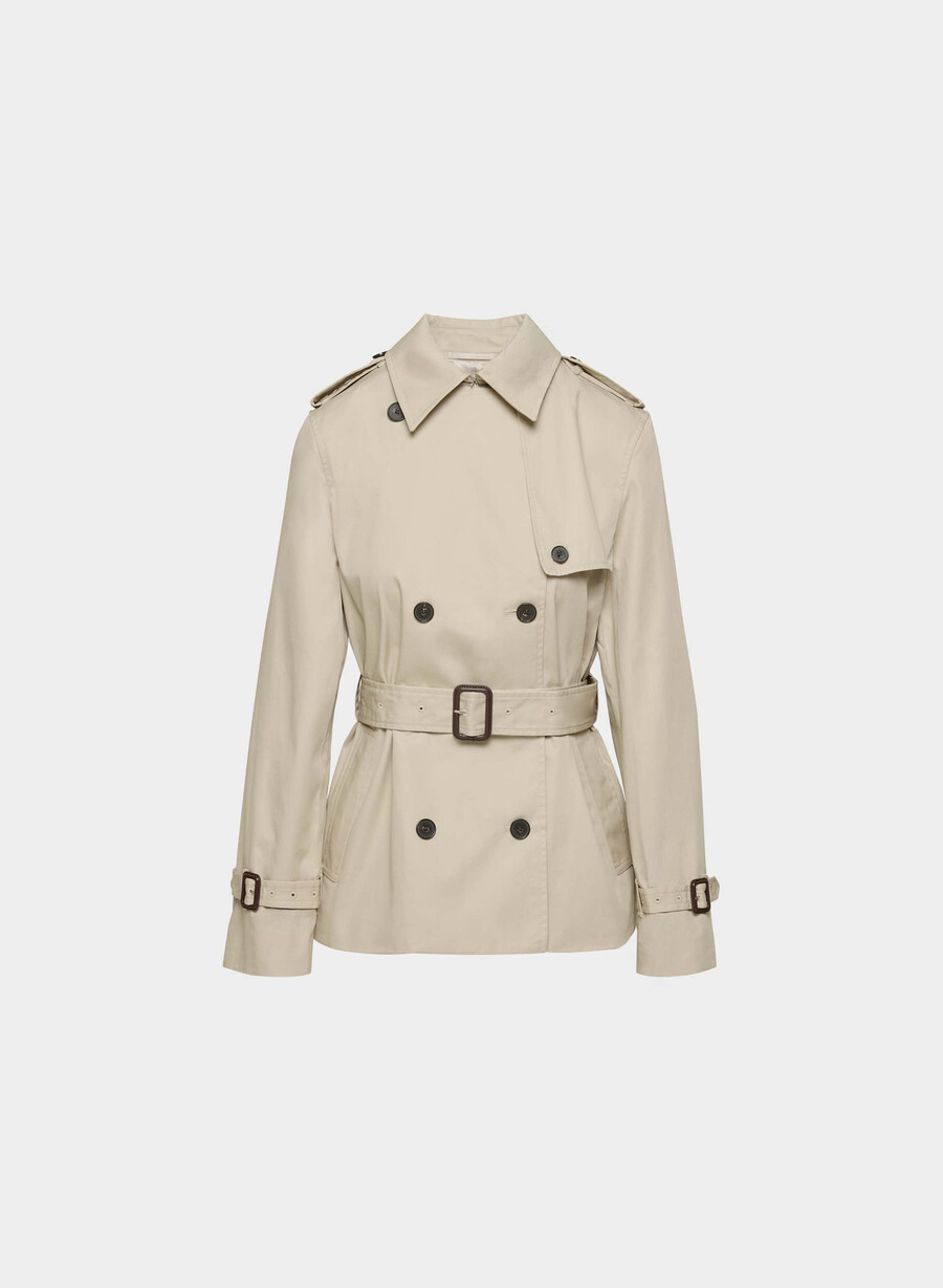 the finch short trench coat - city twill marcona beige