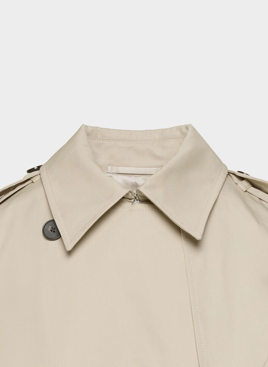 the finch short trench coat - city twill marcona beige
