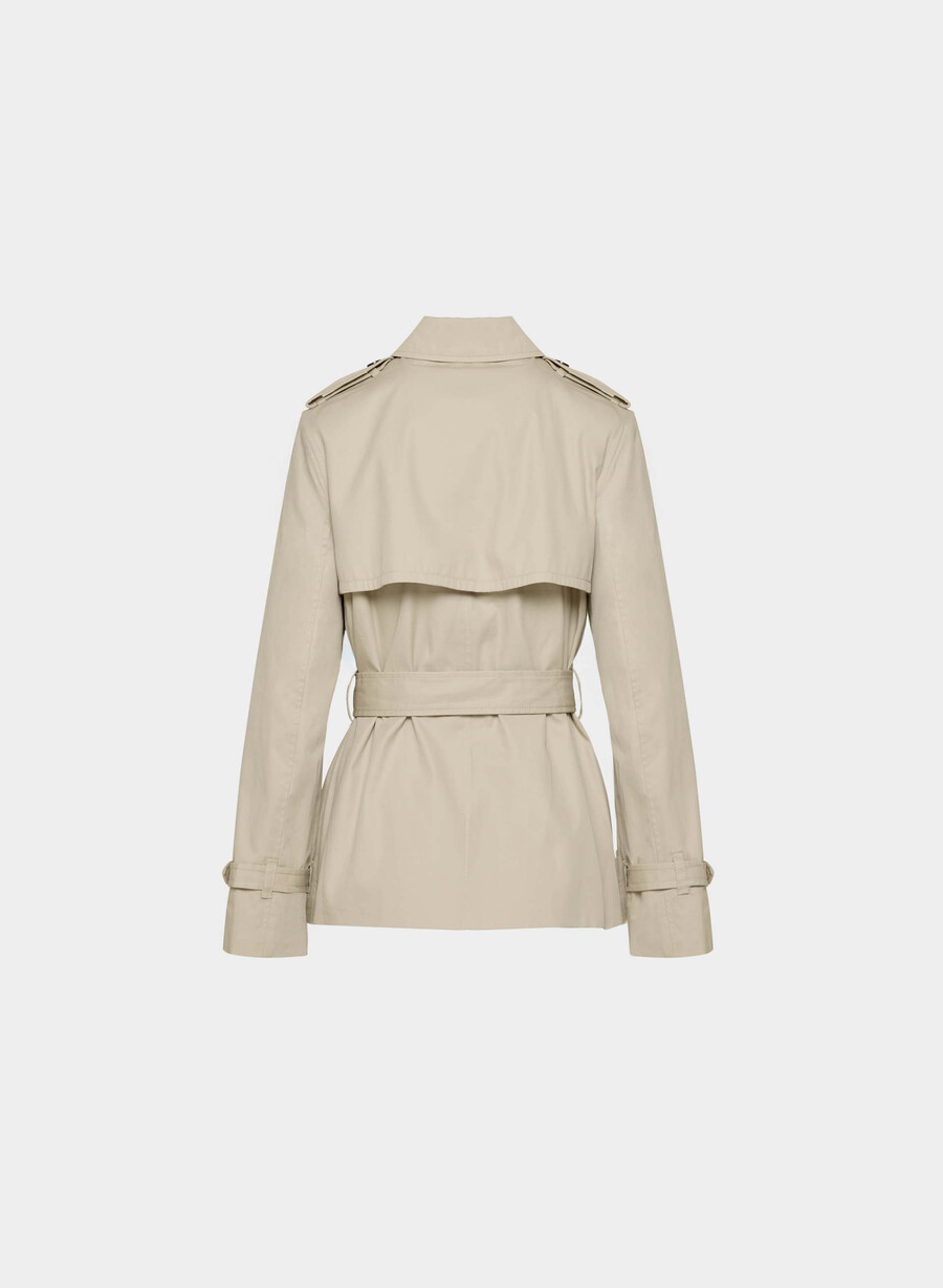 the finch short trench coat - city twill marcona beige