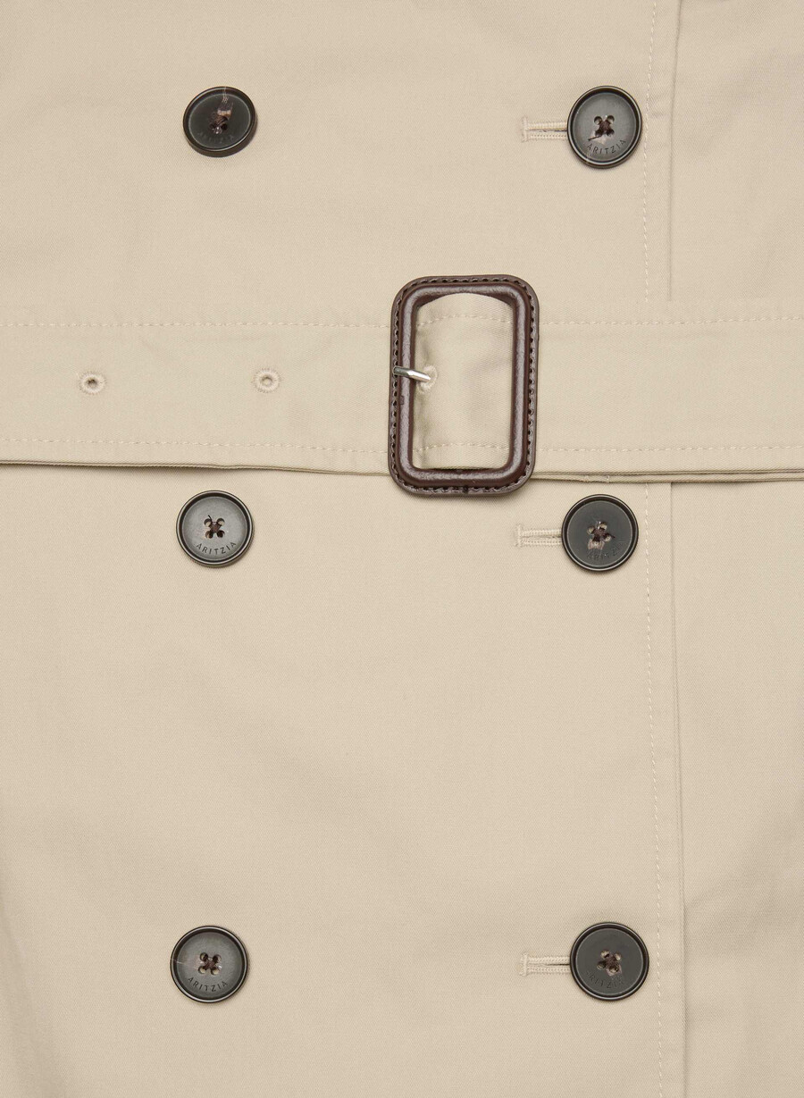 the finch short trench coat - city twill marcona beige
