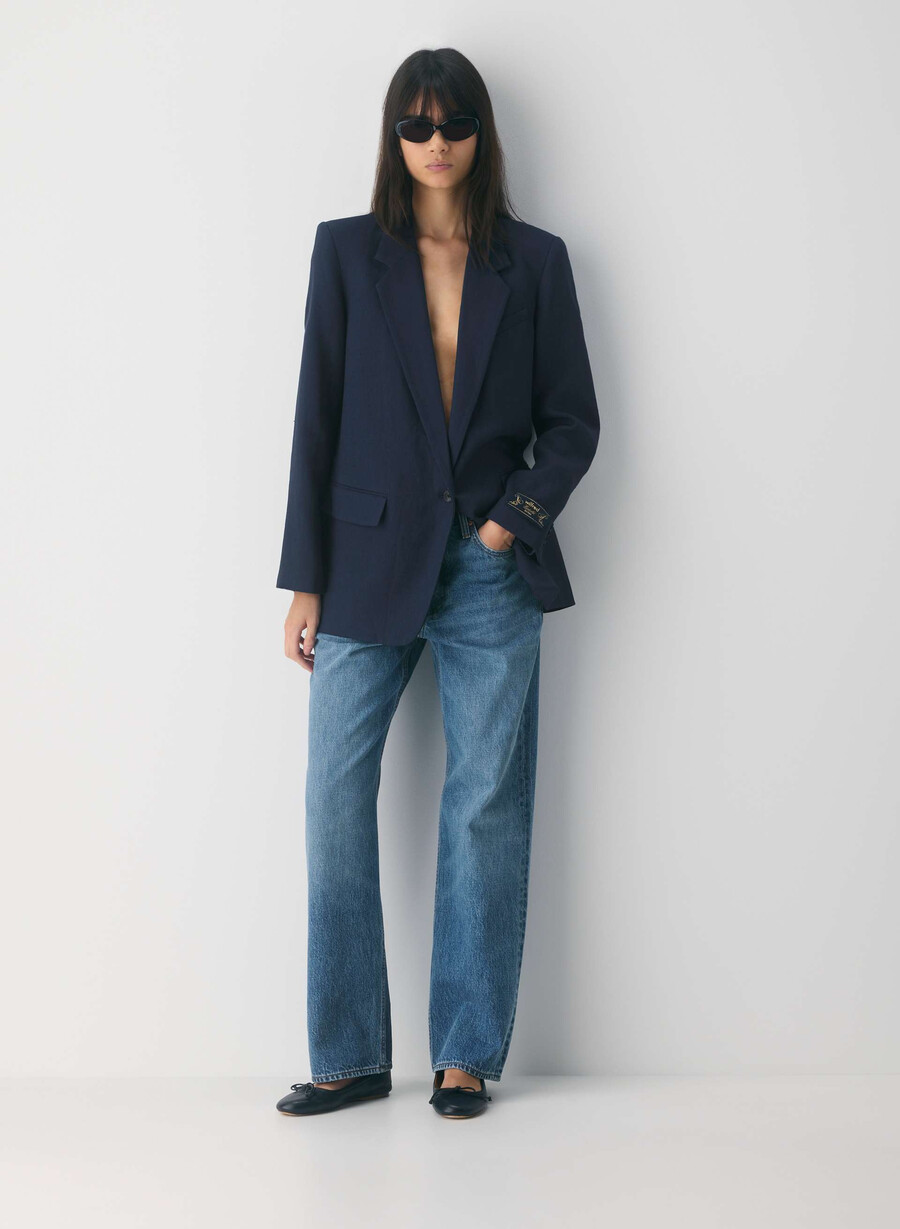 generation blazer - linen undyed dark ecru