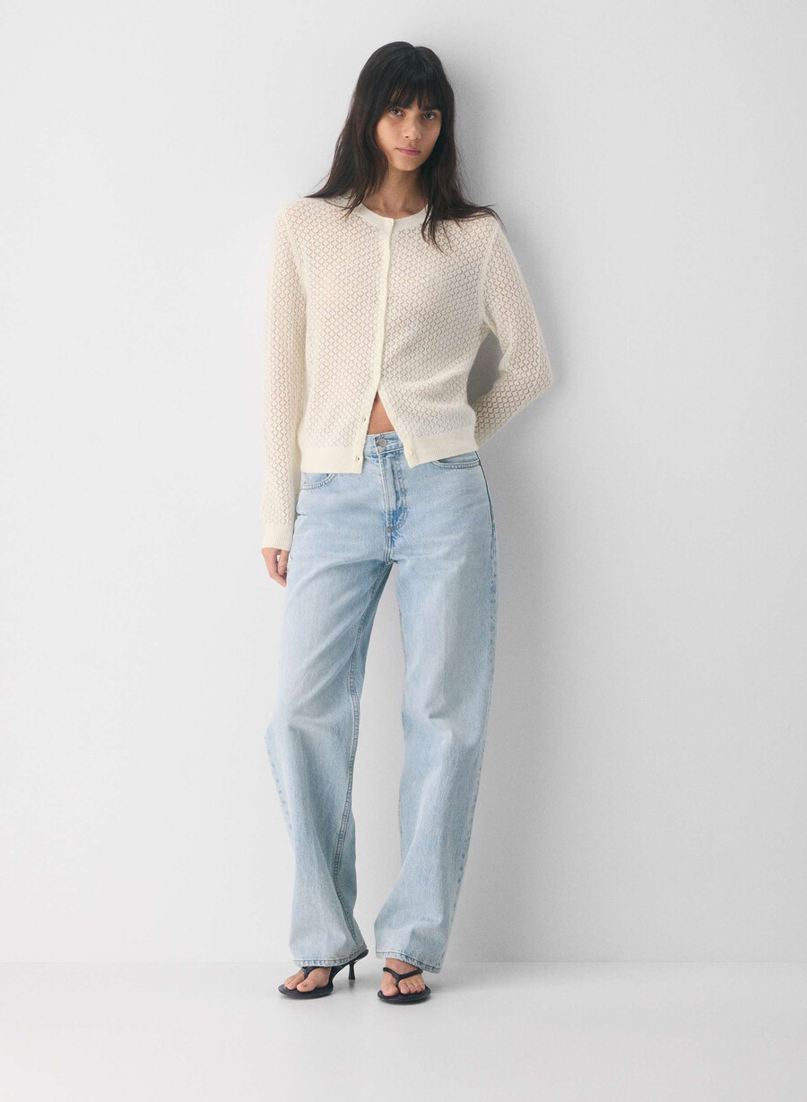 comma wool cashmere cardigan light birch