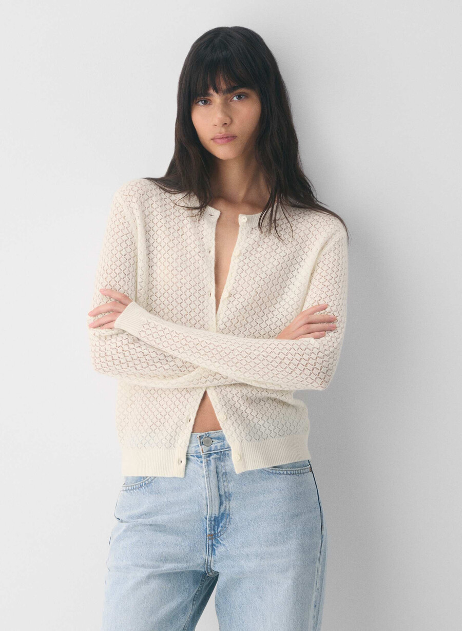 comma wool cashmere cardigan light birch