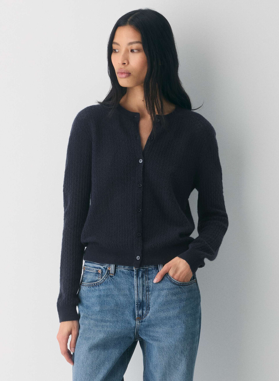 comma wool cashmere cardigan dark night navy