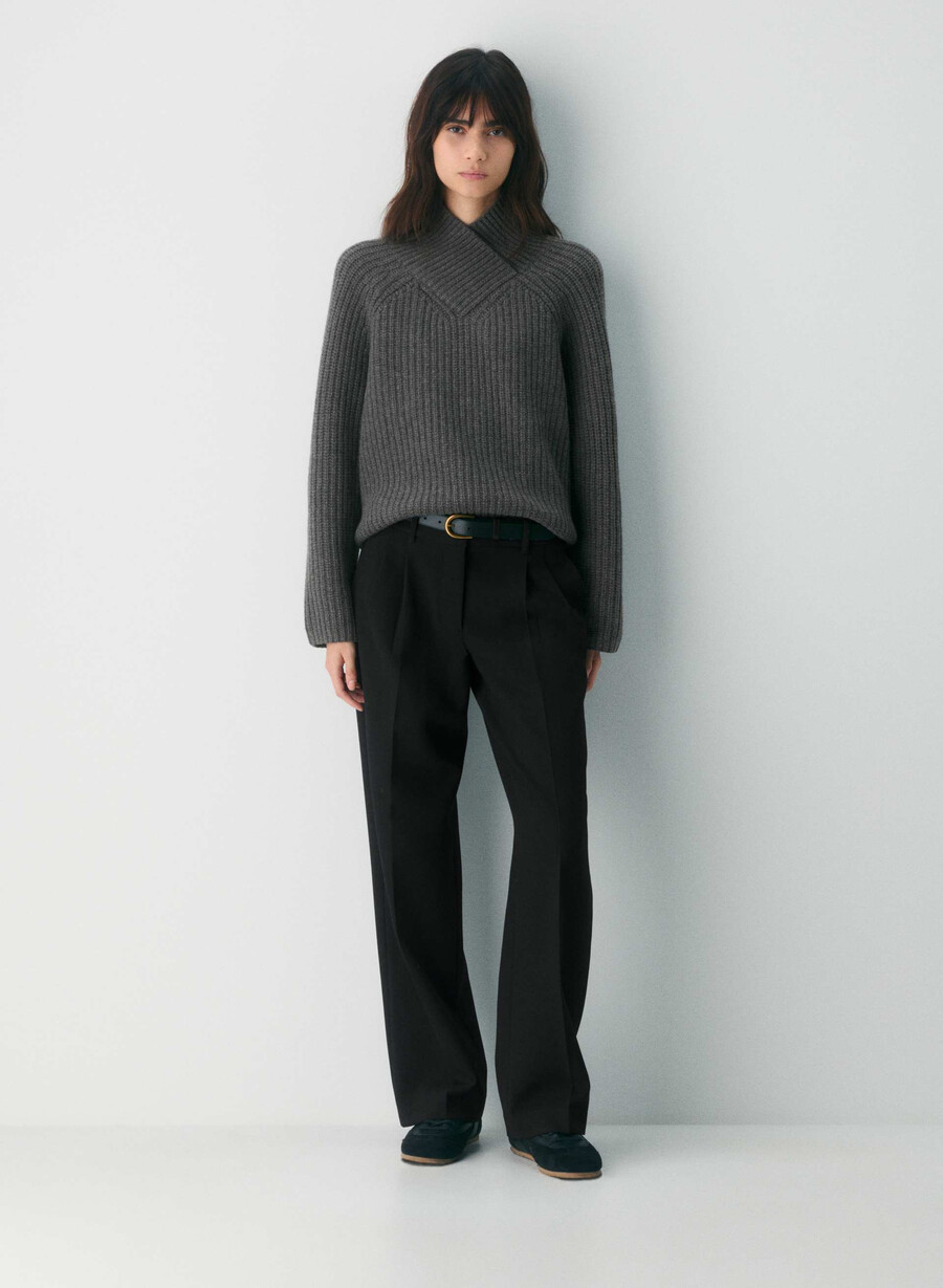 wallen wool cashmere sweater heather charcoal