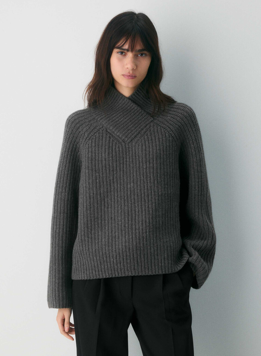 wallen wool cashmere sweater heather charcoal