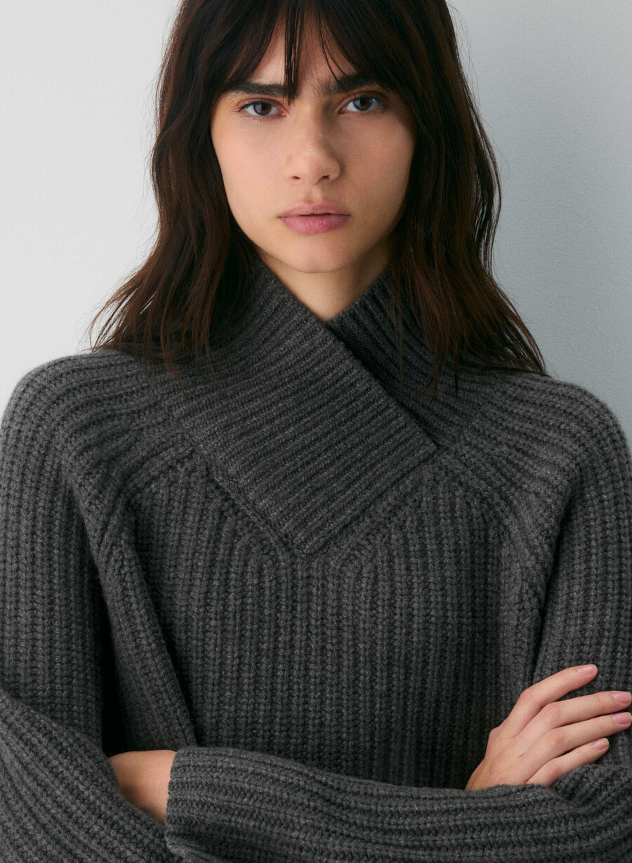 wallen wool cashmere sweater heather charcoal