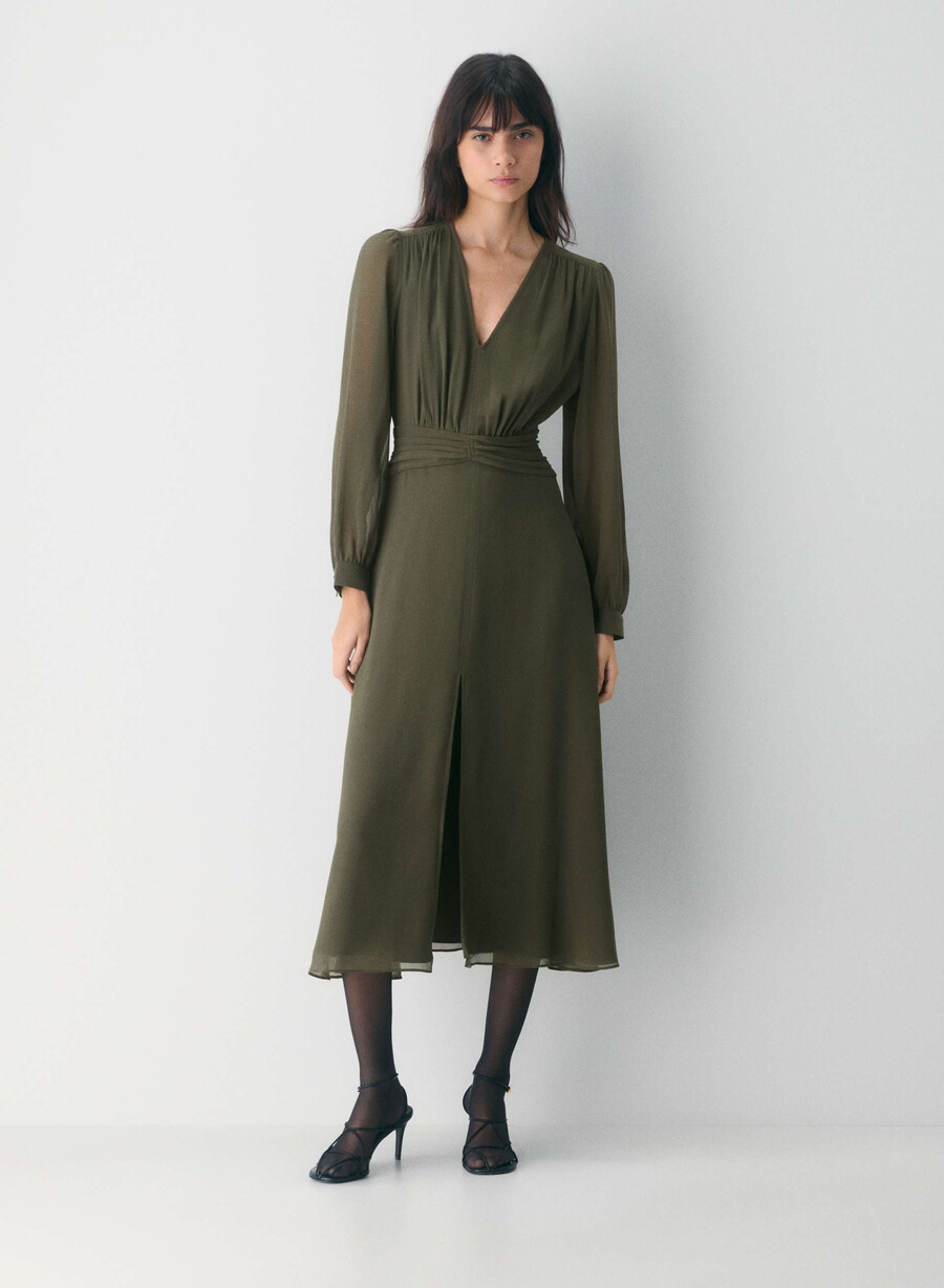cursive dress dark olive