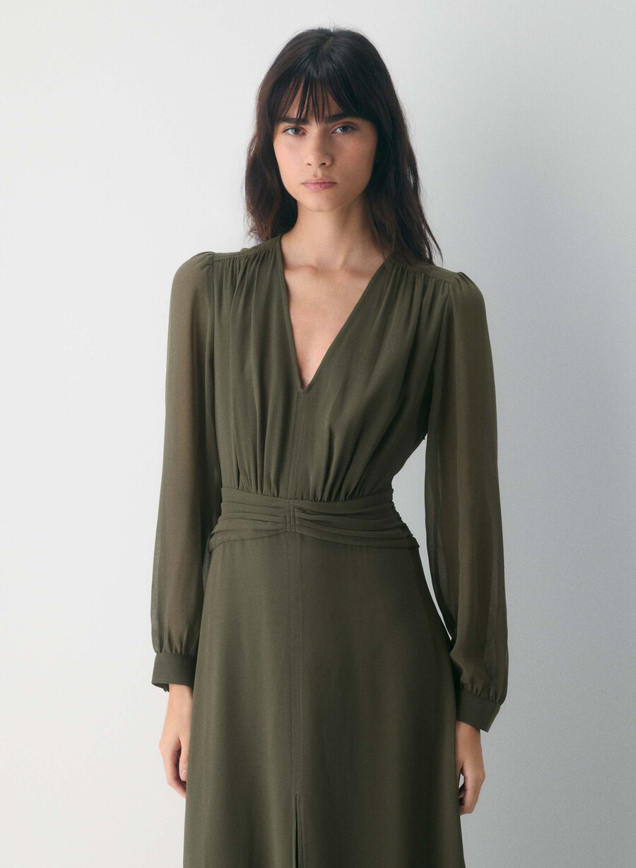 cursive dress dark olive