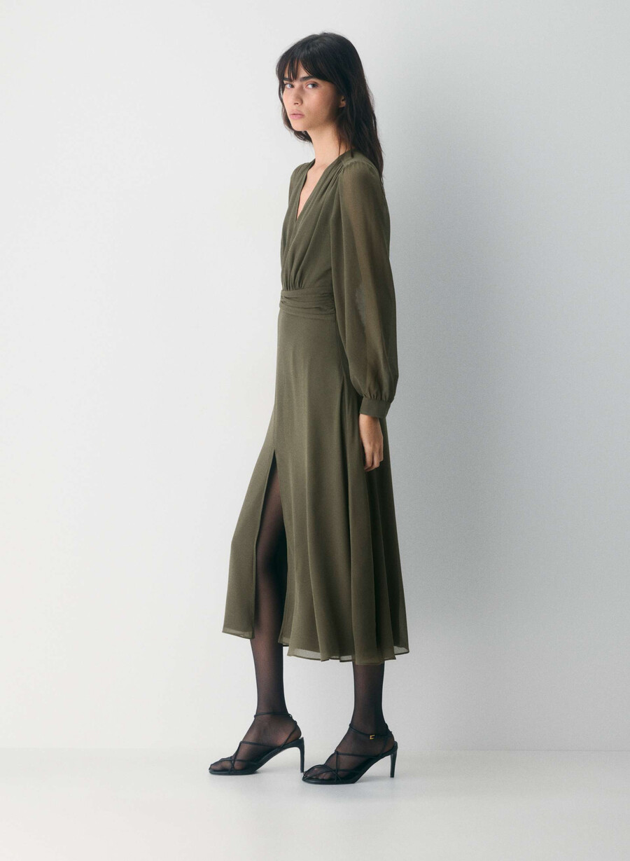 cursive dress dark olive