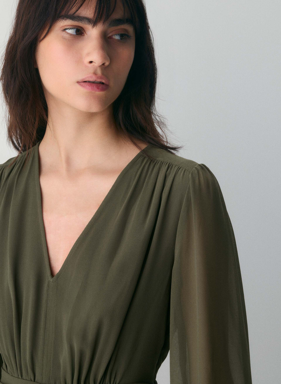 cursive dress dark olive
