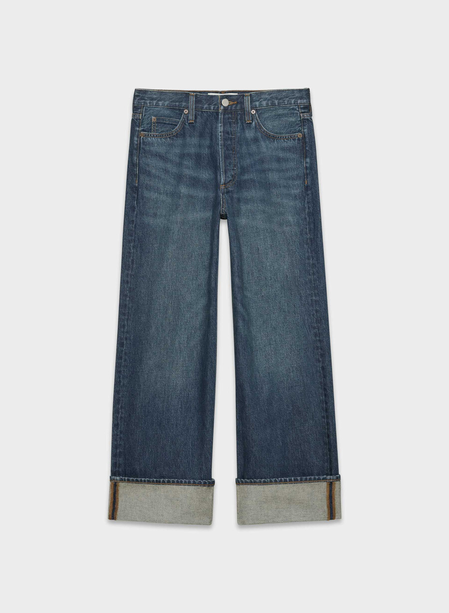 denim forum the 90s vintage lo-rise cuffed jean be about dark bleu