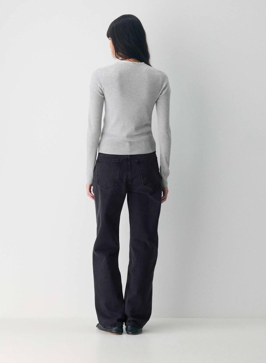 fine merino wool fieldstone cardigan heather chrome