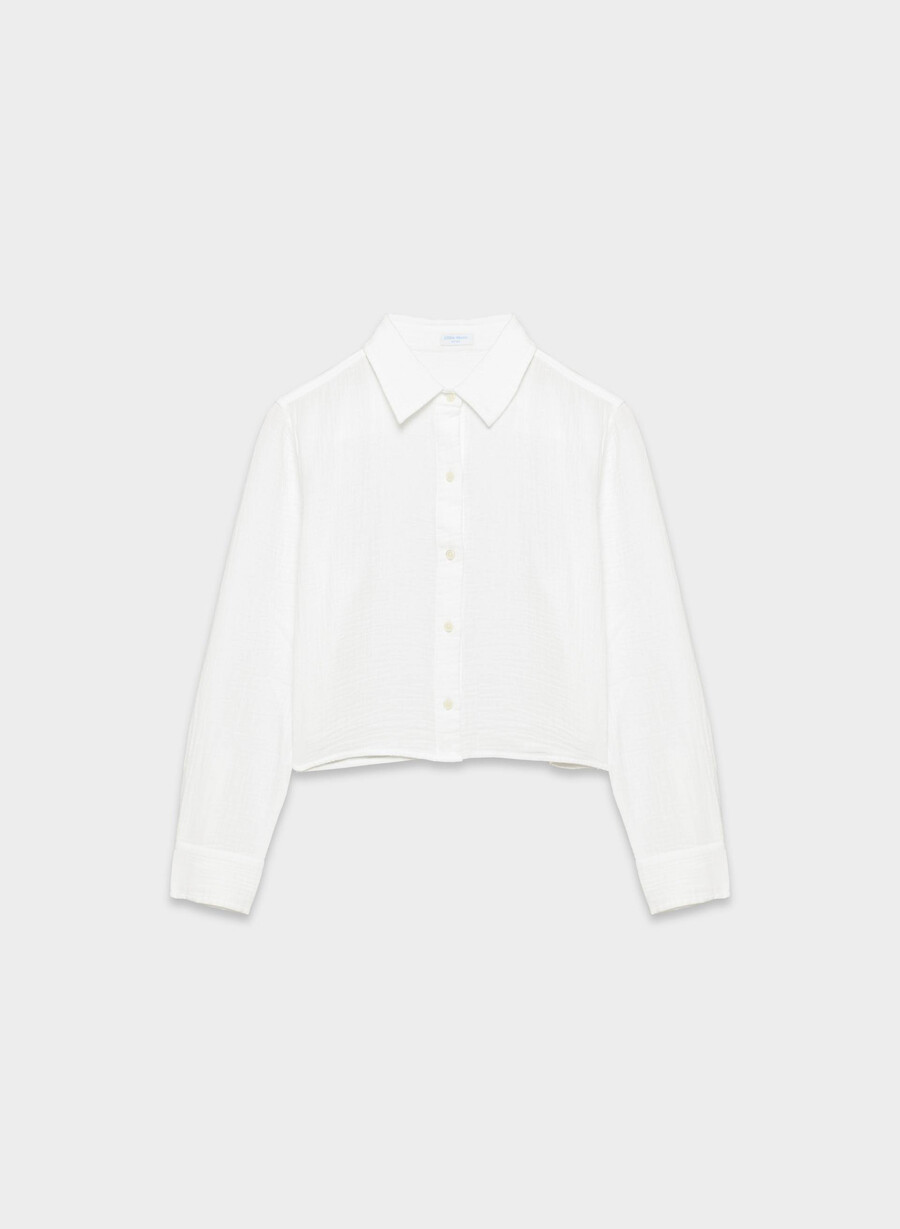 airplush cotton sail cropped shirt white