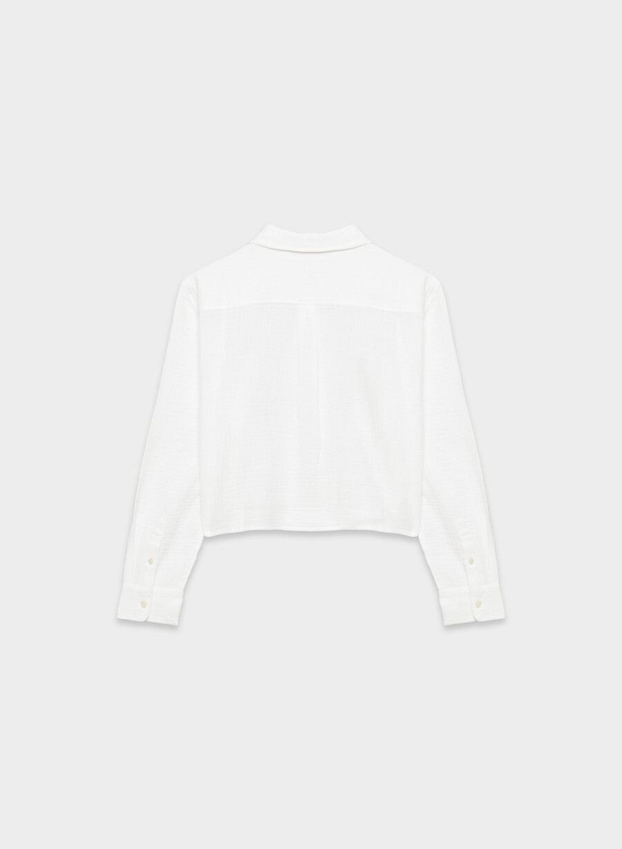 airplush cotton sail cropped shirt white