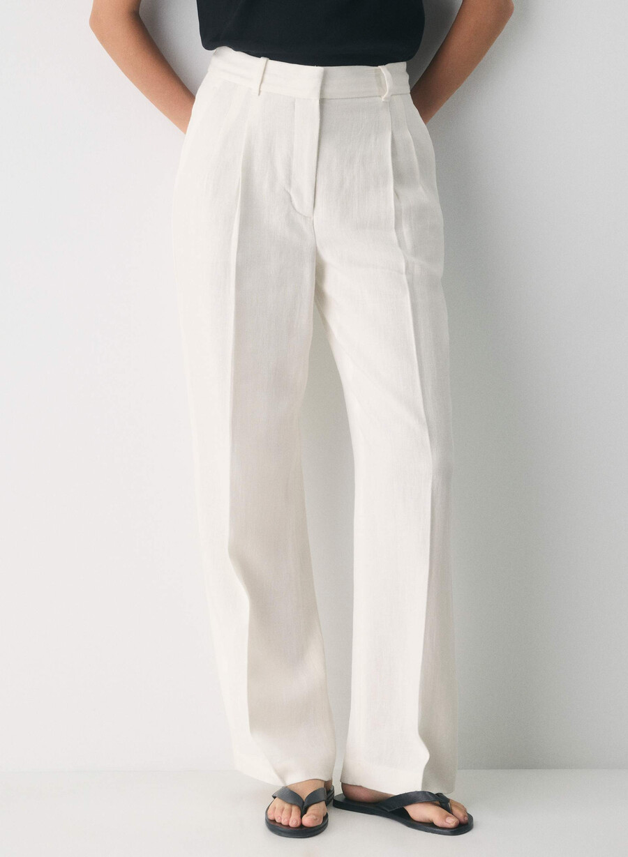 the effortless pant - linen light birch