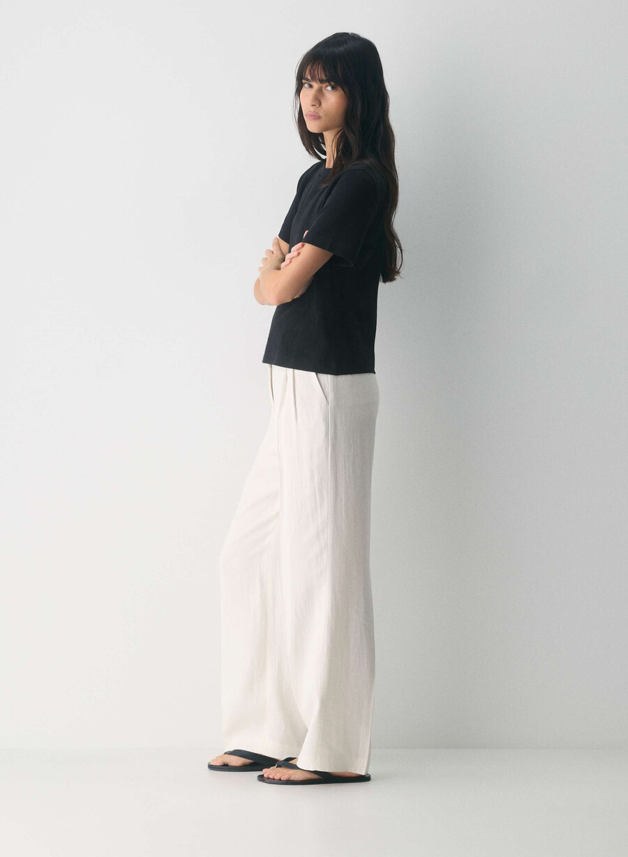 the effortless pant - linen light birch