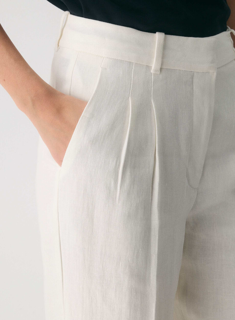 the effortless pant - linen light birch