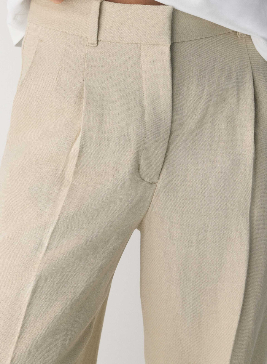 the effortless pant - linen parchment beige