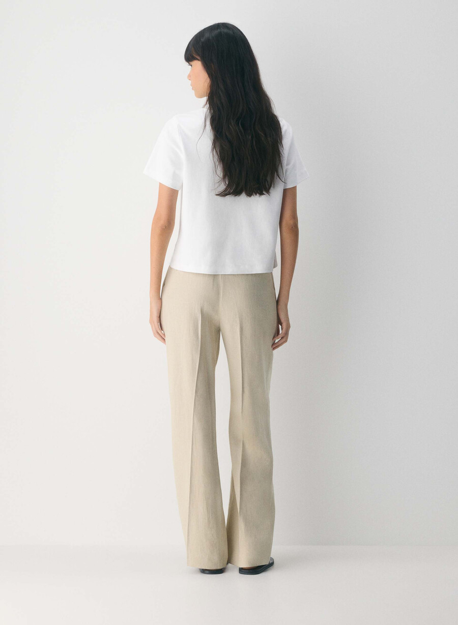 the effortless pant - linen parchment beige