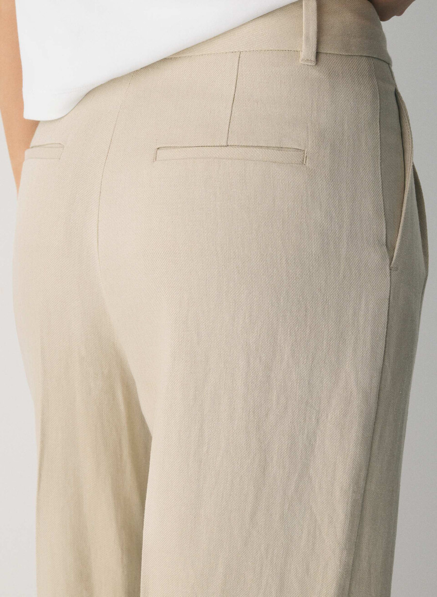 the effortless pant - linen parchment beige