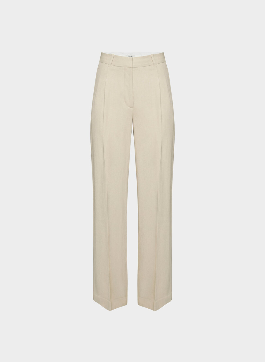 the effortless pant - linen parchment beige